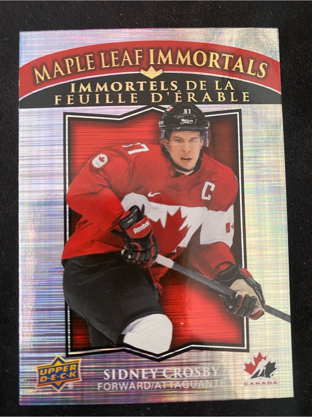 Sidney Crosby Maple Leaf Immortals Hockey Card - Canada Red Jersey